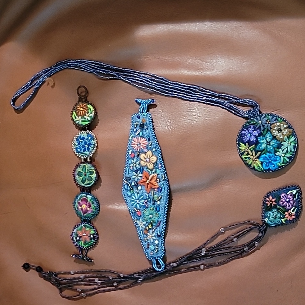 Hand-beaded and embroidered Necklaces and Bracelets